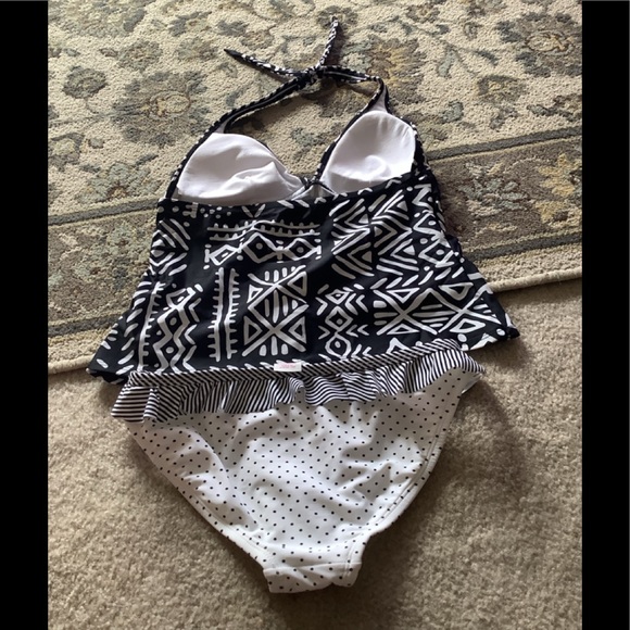 And.N.A. Tankini top size 10 paired with Xhileration bikini bottom black w… - Picture 2 of 8